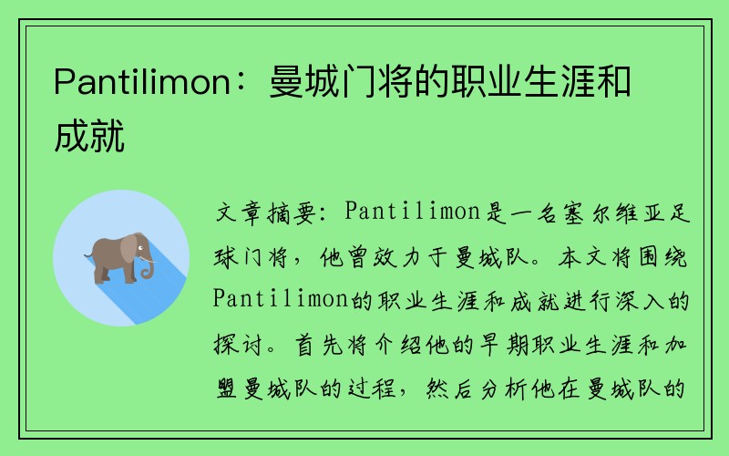 Pantilimon：曼城门将的职业生涯和成就